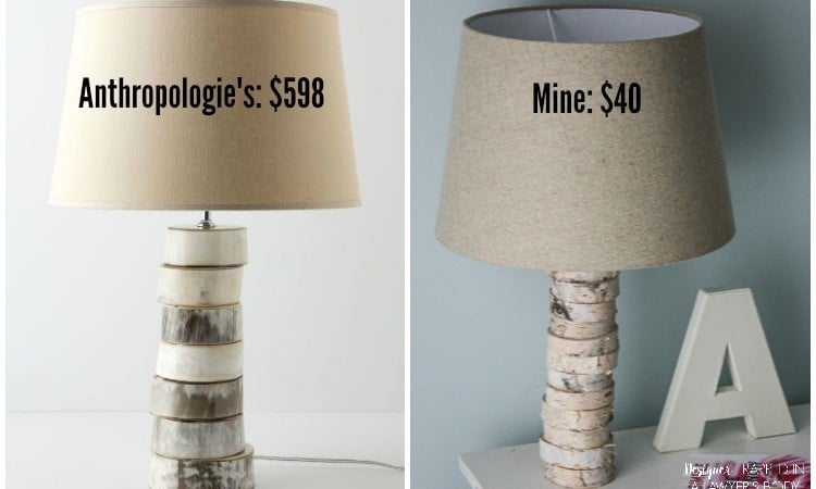 THIS IS AMAZING! Come learn to make your own DIY stacked wood lamp inspired by Anthropologie for only $40! Full tutorial by Designer Trapped in a Lawyer's Body.