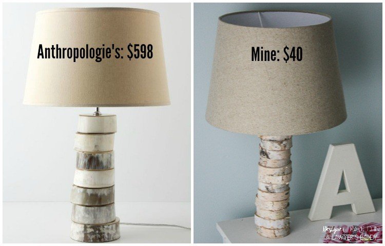 THIS IS AMAZING! Come learn to make your own DIY stacked wood lamp inspired by Anthropologie for only $40! Full tutorial by Designer Trapped in a Lawyer's Body.