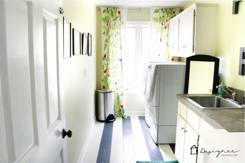 How To Paint Vinyl Floors Long Lasting Results Designer Trapped Laundry Room Makeover