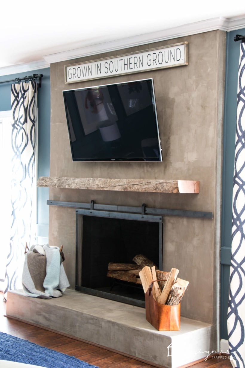 Diy Concrete Fireplace For Less Than 100 Designertred Concrete Fireplace Makeover