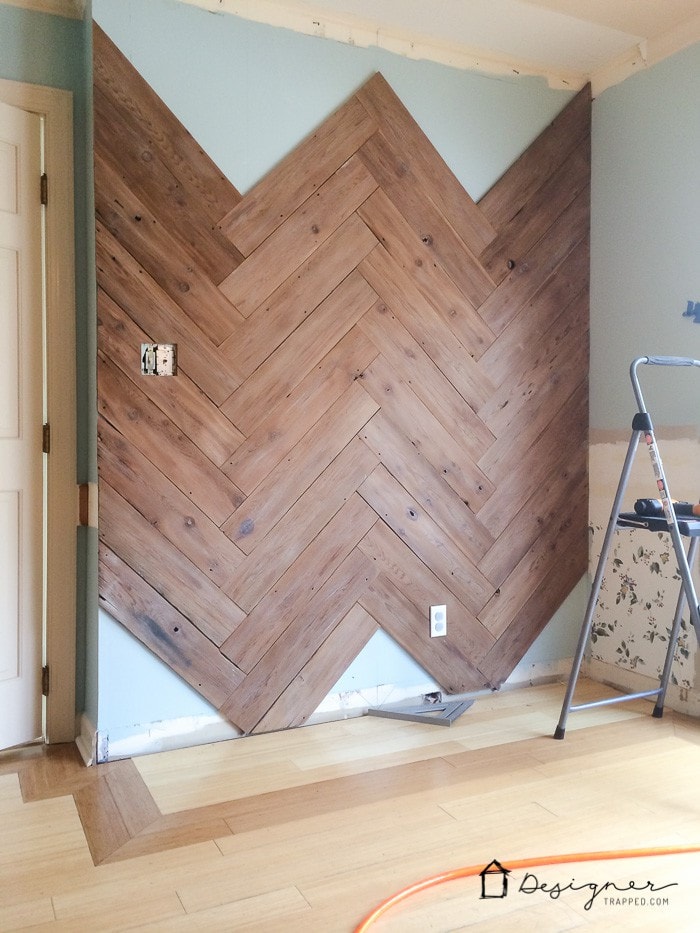 herringbone pallet feature wall 