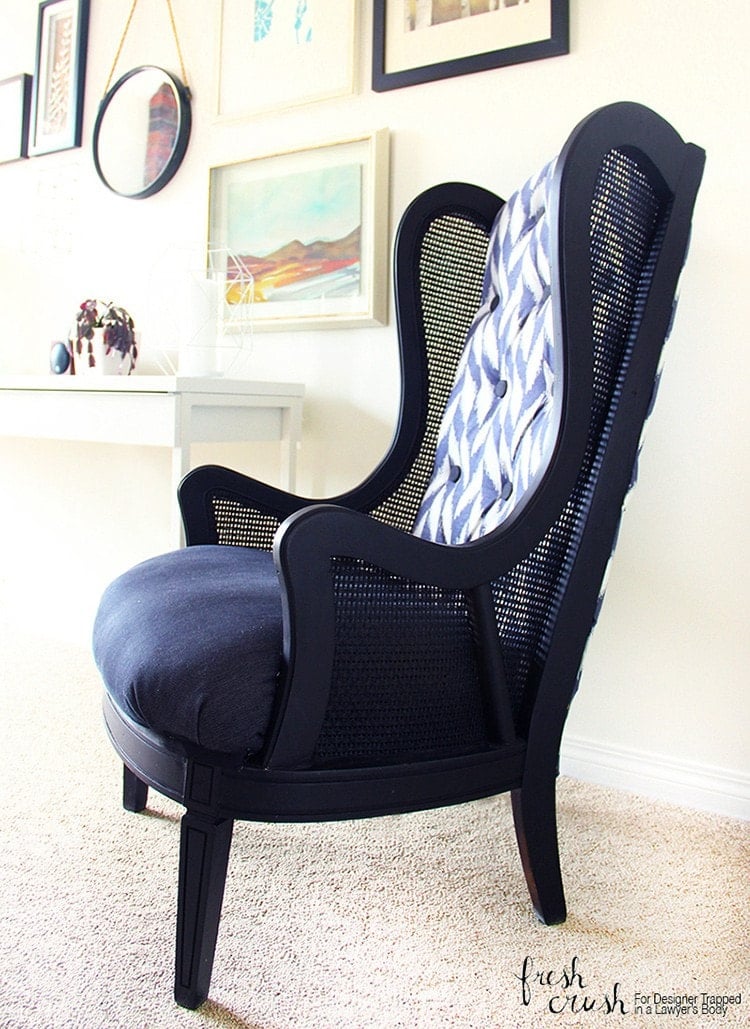 Learn How To Upholster A Chair Wingback Makeover This Caned Wingback Chair Makeover Is Amazing Come Learn How To Upholster A With