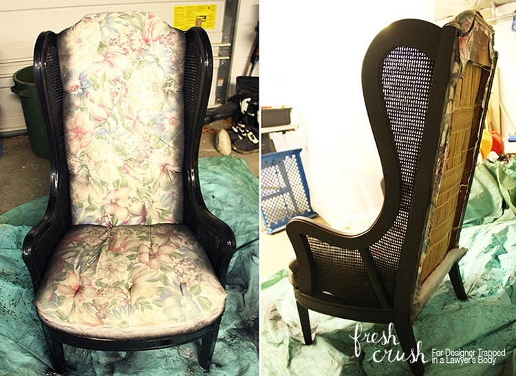 Learn How To Upholster A Chair Wingback Makeover This Caned Wingback Chair Makeover Is Amazing Come Learn How To Upholster A With