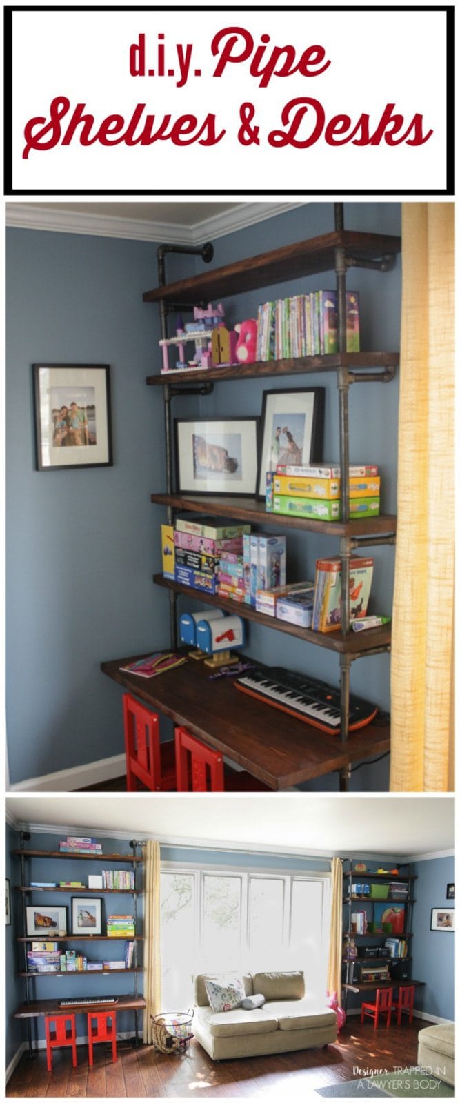 Diy Pipe Shelves And Built In Desks Designer Trapped A Lawyer S Make Your Own Diy Pipe Shelves And Built In Desks Using This Detailed Tutorial Complete With Exactly What Ings You Need