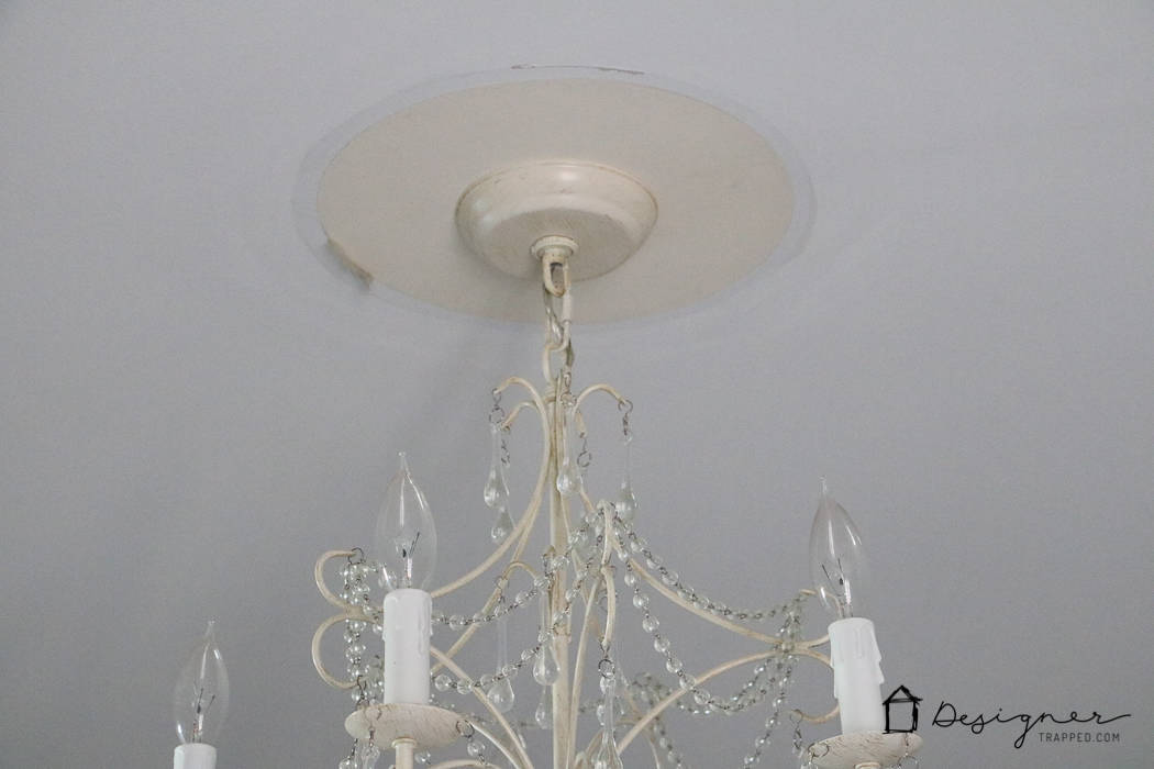 Diy Ceiling Medallion To Hide A Flaw Designertrapped Com Deal With That Unsightly Ring Left By Flush Mount Light Fixtures Customizing Your