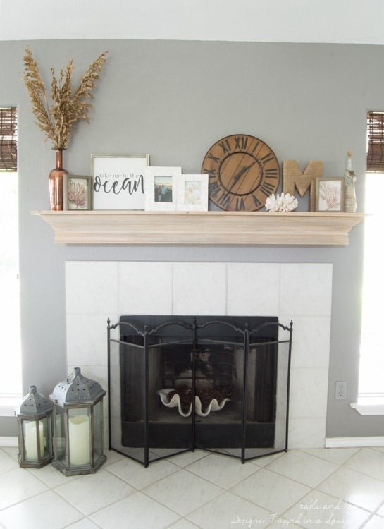 DIY Fireplace Mantel With a Driftwood Finish | Designertrapped.com Hate your current mantel? With just a few pieces of molding
