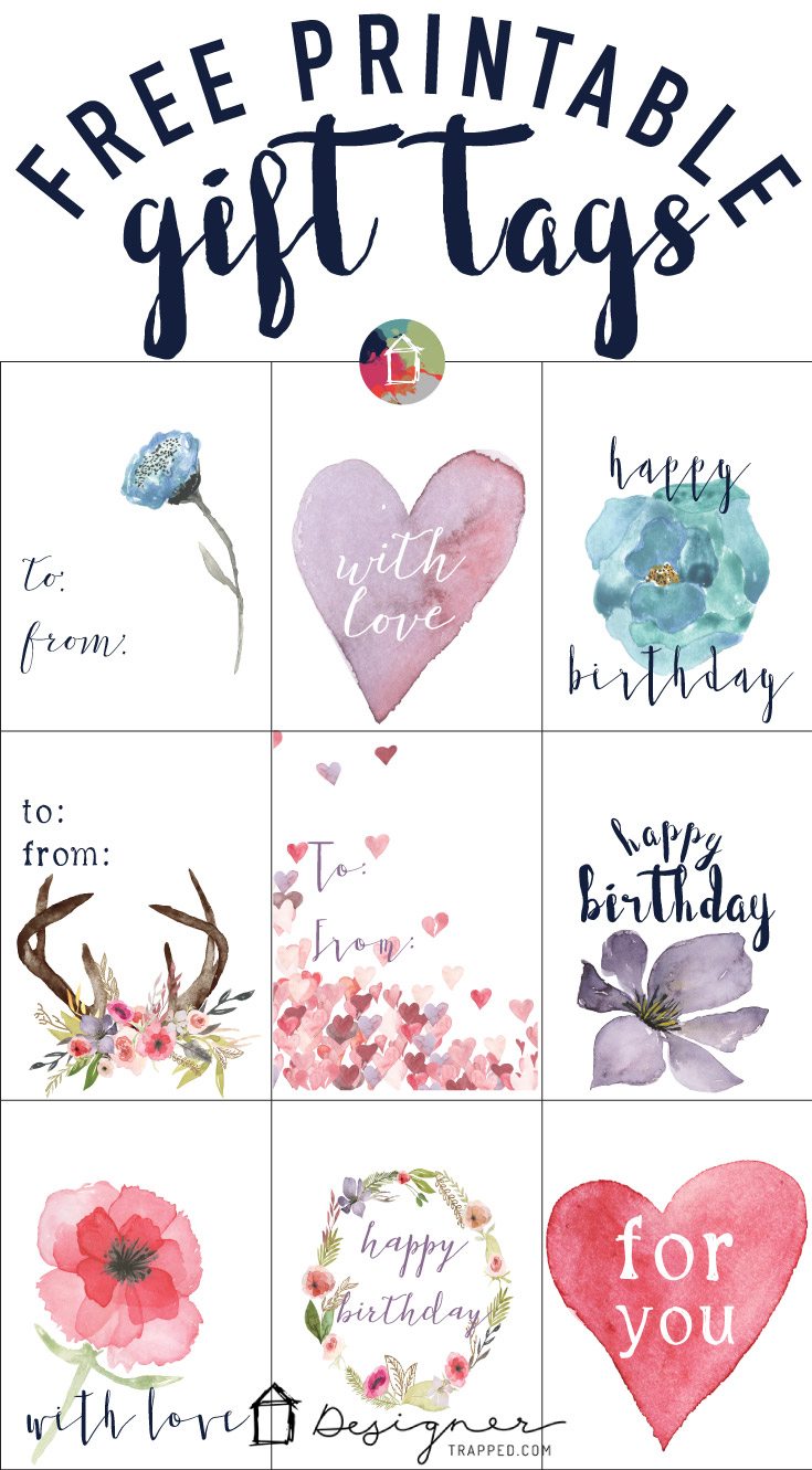 FREE Printable Gift Tags for Birthdays Designer Trapped