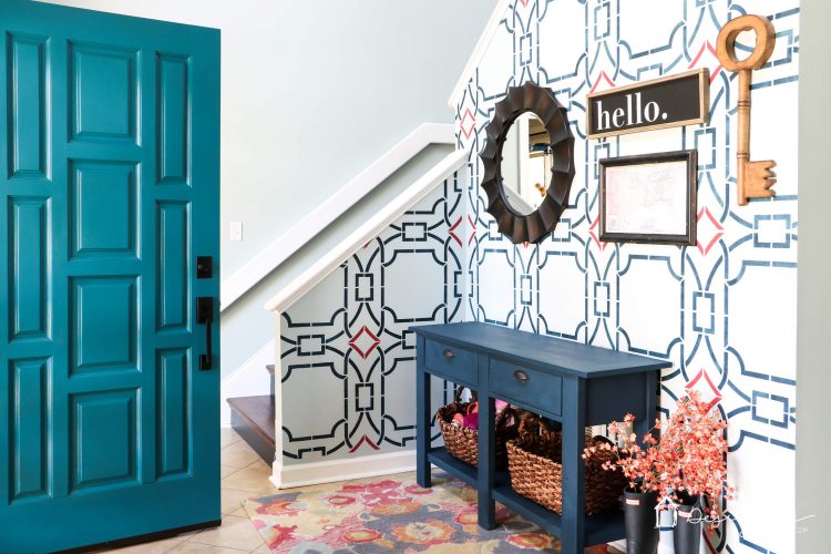 Never underestimate the impact of a simple front door update to increase your curb appeal! The bold color on this front door and the new hardware make it a total showstopper! #ad #CurbAppeal