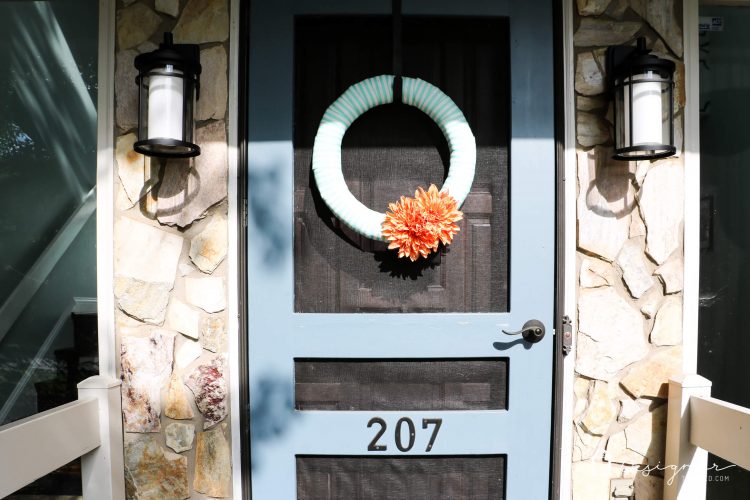 Never underestimate the impact of a simple front door update to increase your curb appeal! The bold color on this front door and the new hardware make it a total showstopper! #ad #CurbAppeal